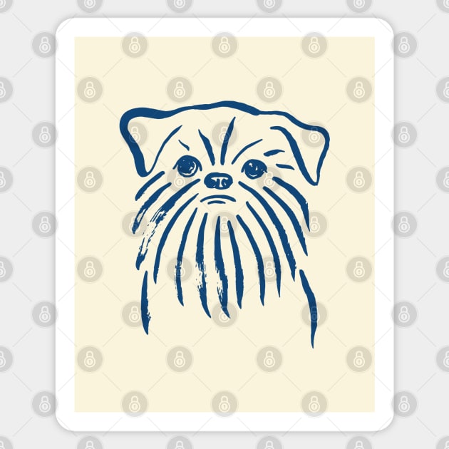 Brussels Griffon (Beige and Blue) Sticker by illucalliart